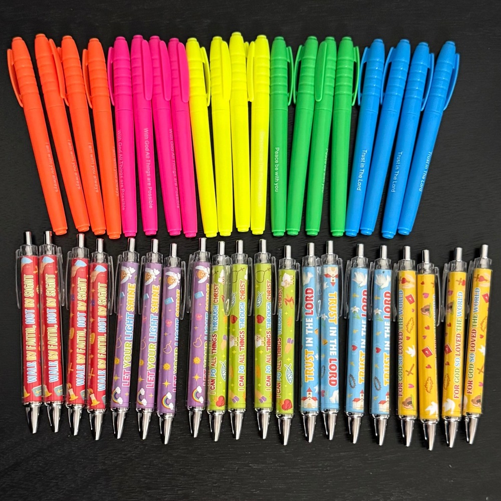 Religious Pen and Highlighter Set Multicolor New Scripture Verses Set of 40 Bulk